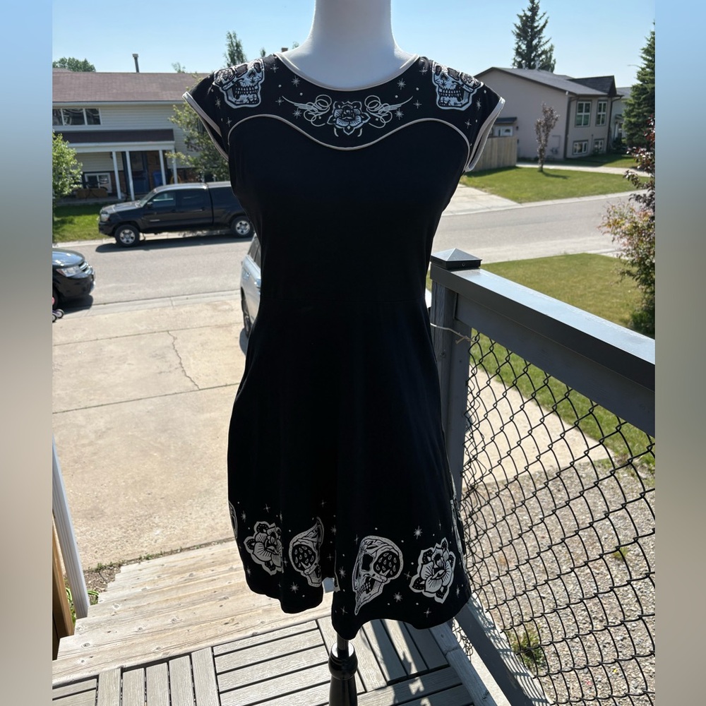 Banjo & Cake Black and White Traditional Tattoo Dress (M)